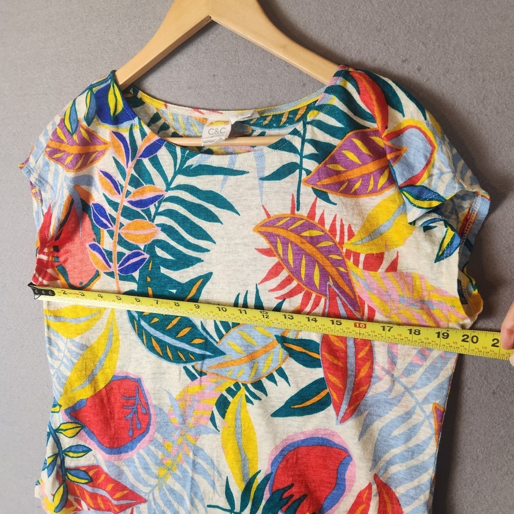 Rachel Zoe Lot Of 3 100% Linen Tropical Leaf Print Tops Size M-L Multicolor - Picture 15 of 16